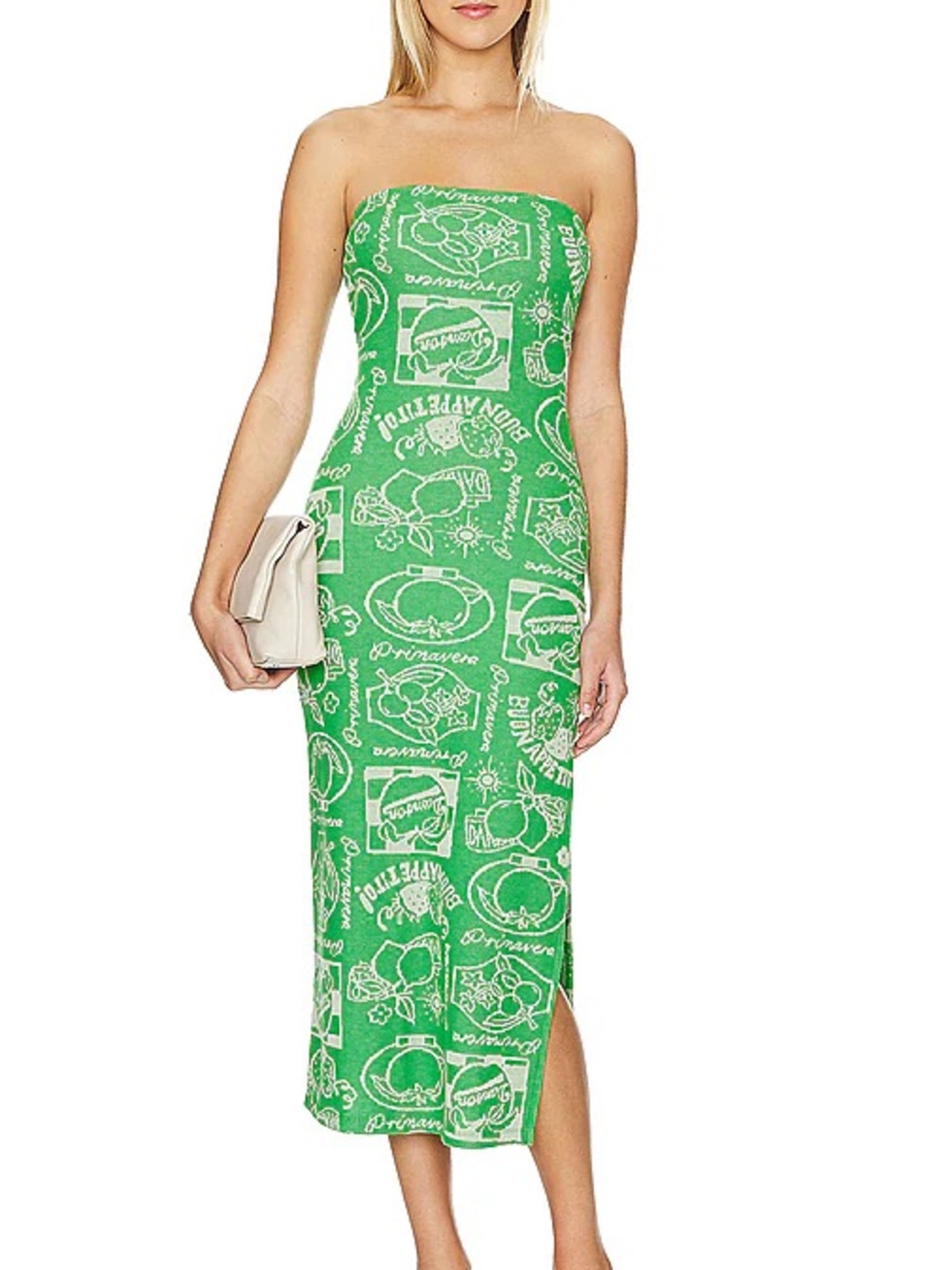Midi Dress in Fruit Label Jacquard